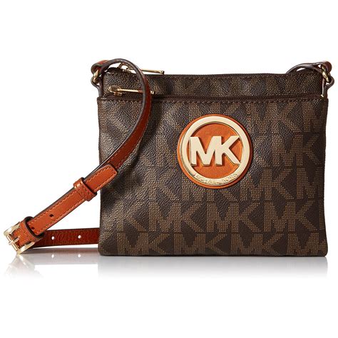 michael kors fulton large brown signature crossbody handbag|mk fulton.